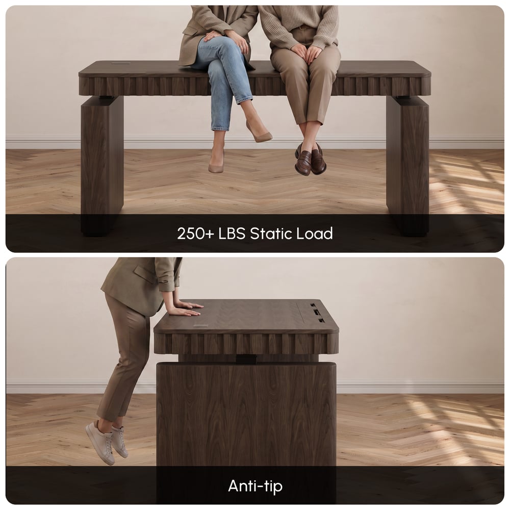 Aura 160 cm Smoked Brown Fluted Electric Adjustable Standing Desk window image
