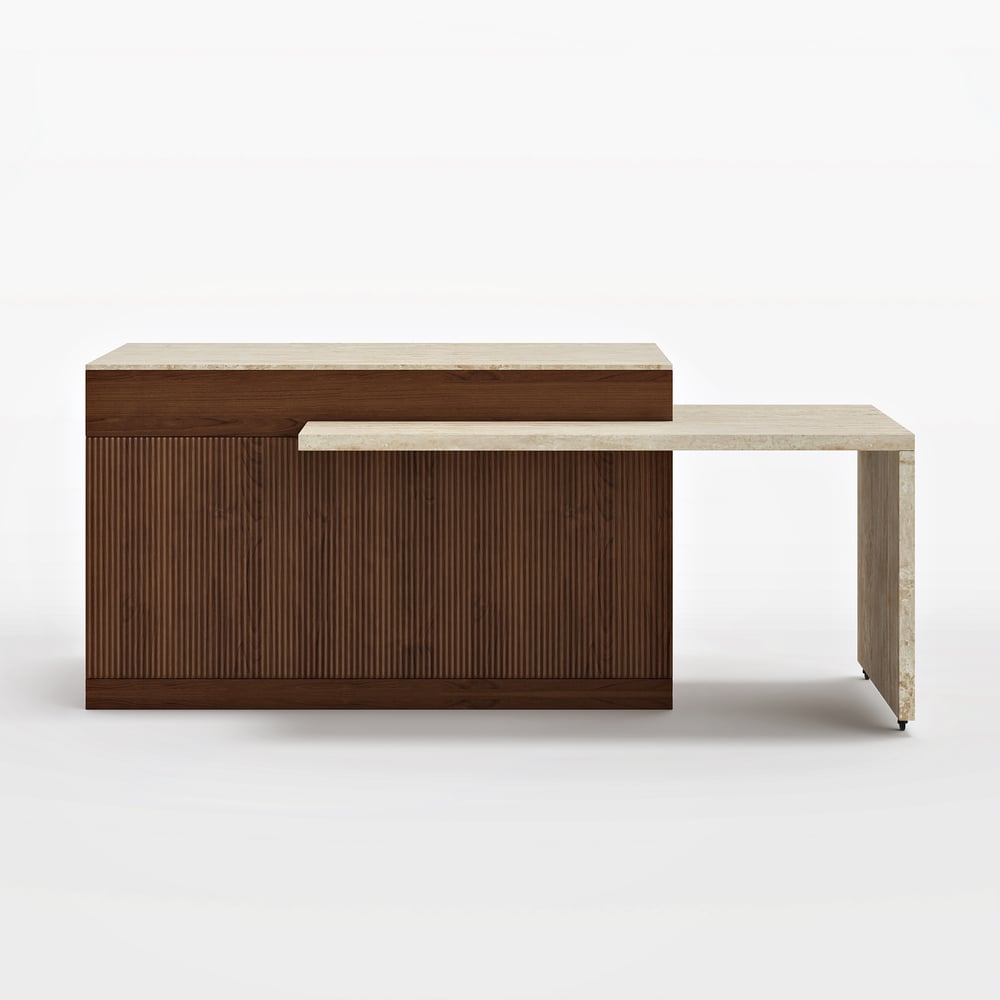 Îlot de cuisine en bois extensible de 81'' à 112'' avec rangement, Noyer image de fenêtre
