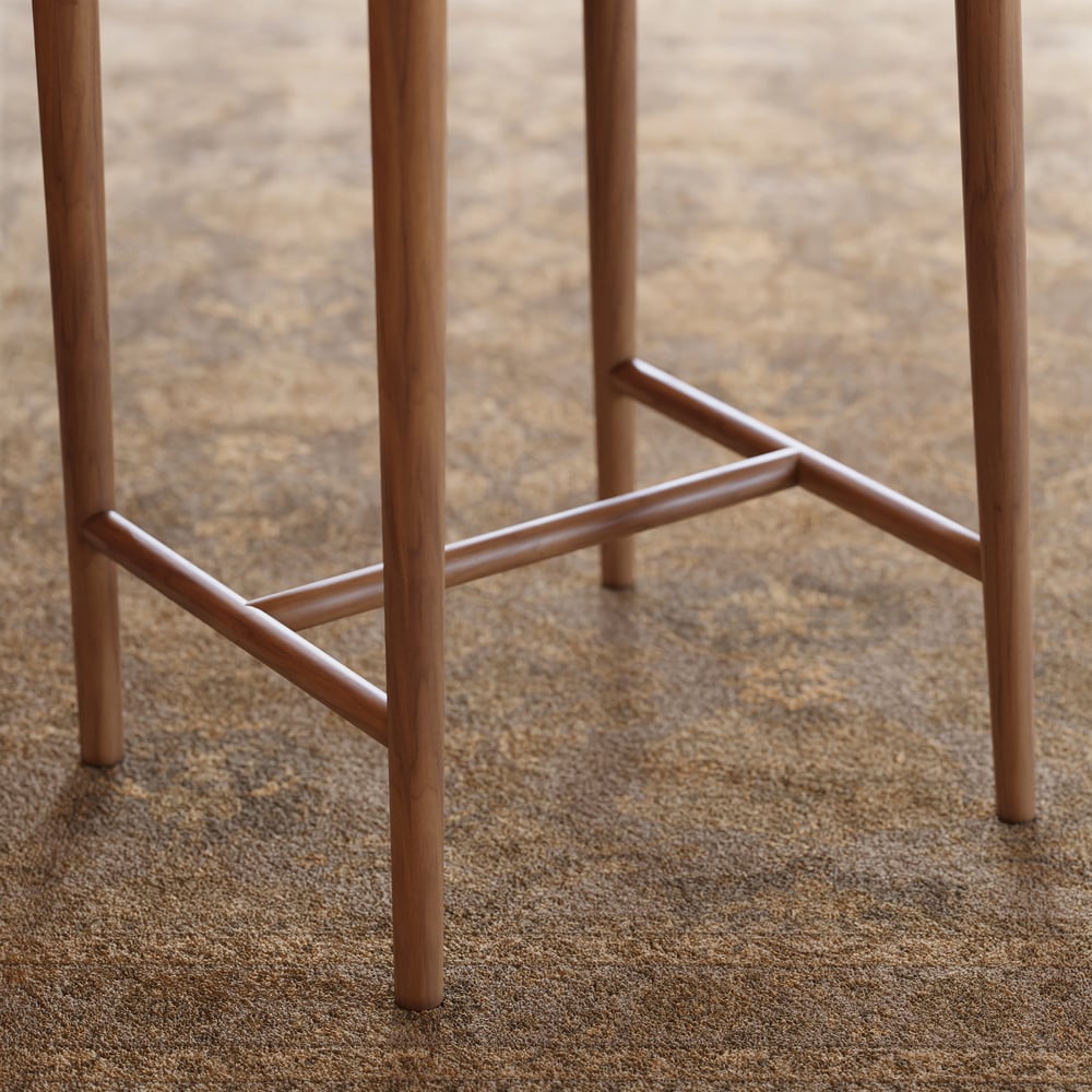 Modern Walnut Boucle Bar Stool with Wooden Legs, 1 Piece window image