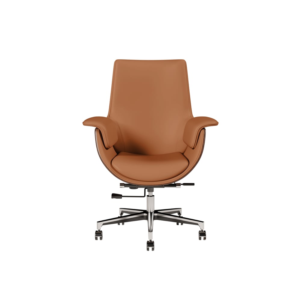 Black Double Desk with Drawers & 2 Brown PU Leather Modern Home Office Chairs window image