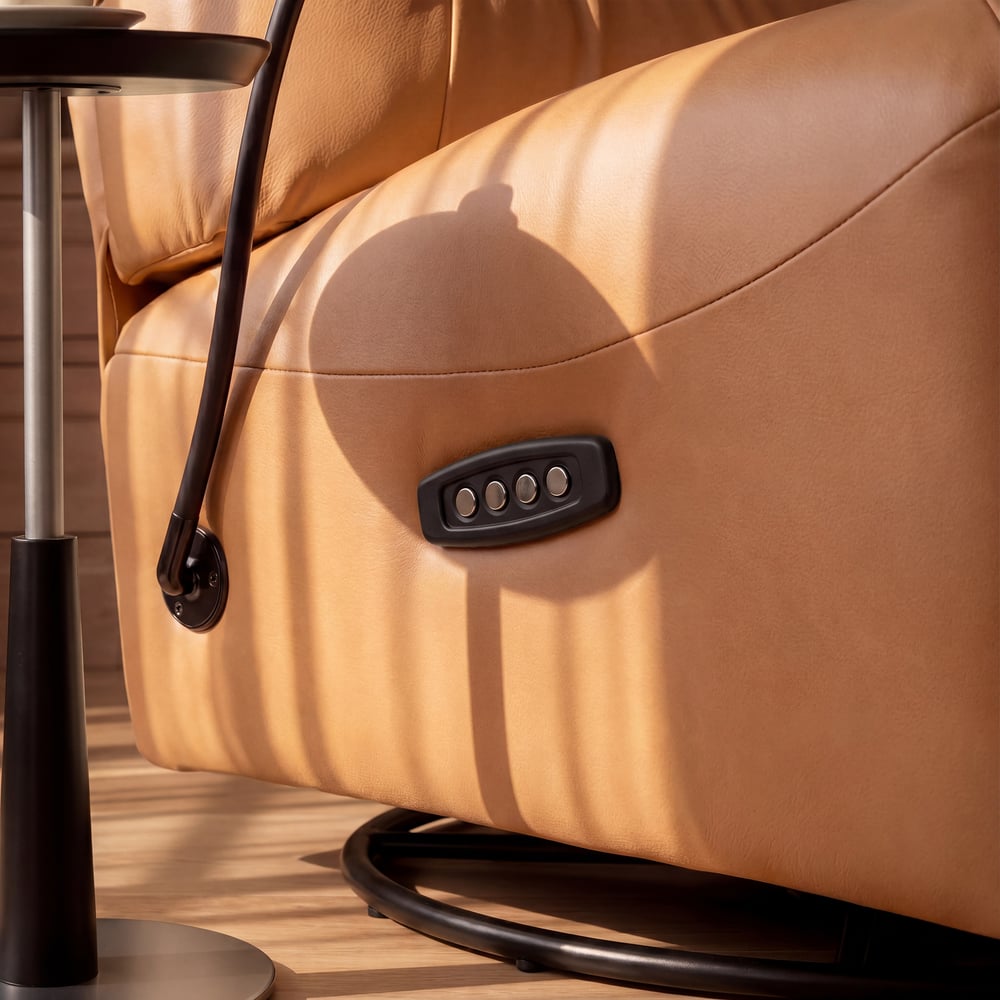 Leather Power Swivel Rocker Recliner Accent Chair with Phone Holder window image
