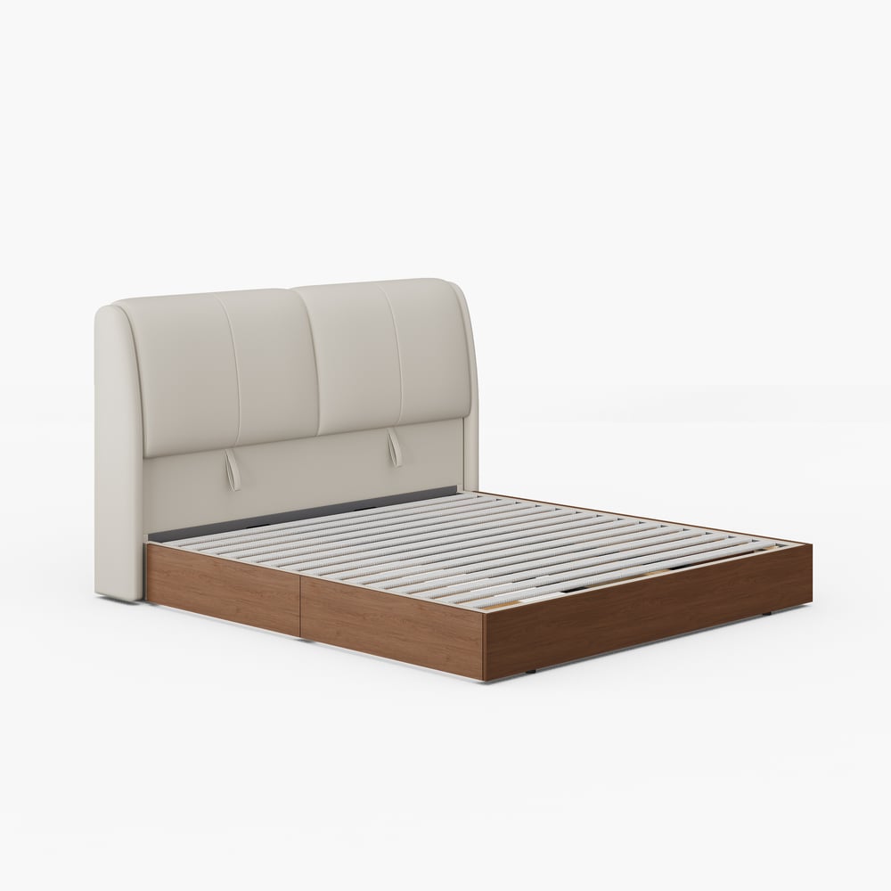 King Genuine Leather Storage Bed with Adjustable Headboard window image