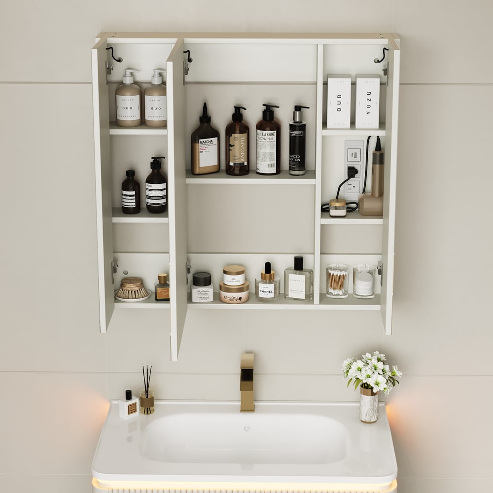 Modern 31.5" Wall-mounted LED Bathroom Medicine Cabinet Vanity Mirror with Storage window image
