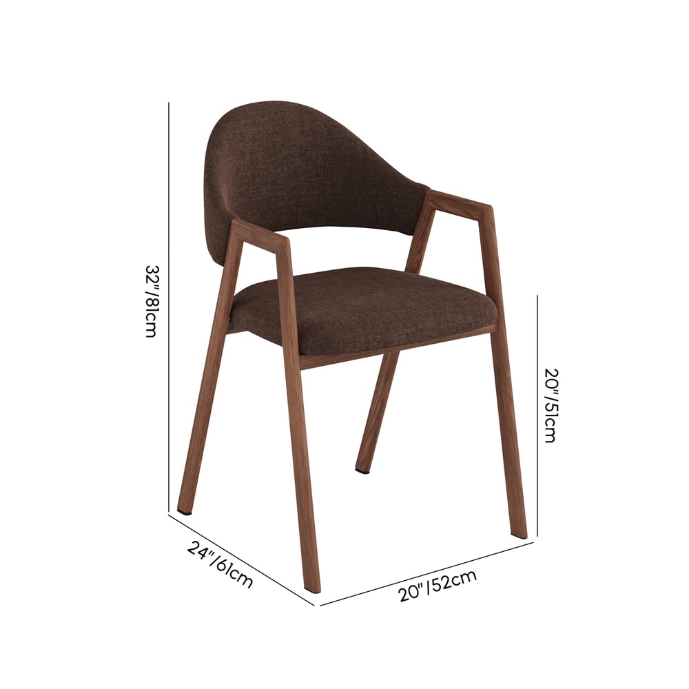 Modern Brown Linen Dining Chair with Upholstered, 2 Pieces weights dimensions image