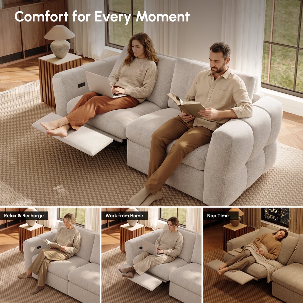 Glidio Chenille Power Reclining Sofa with Adjustable Headrests window image