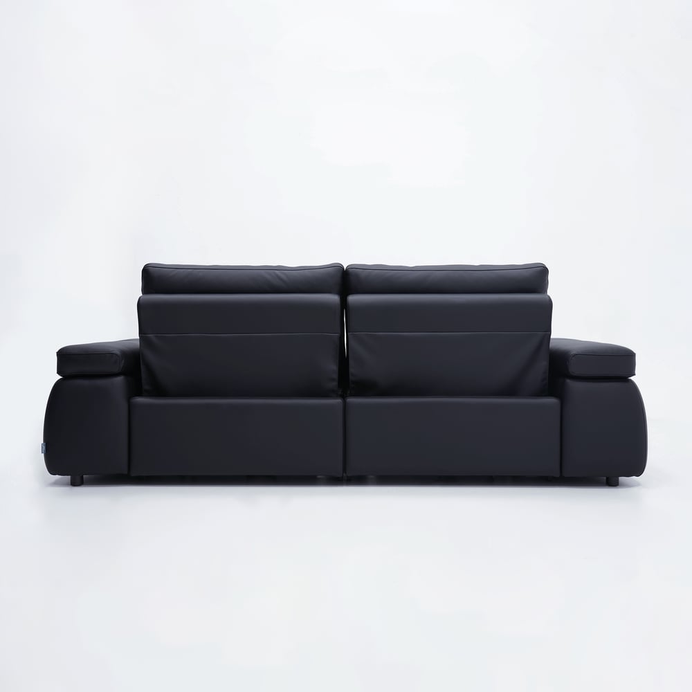 96" 2-Seater Genuine Leather Power Convertible Sleeper Sofa with adjustable armrests window image