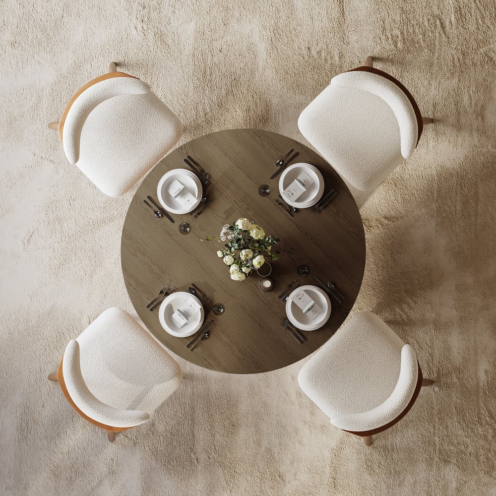 Modern 47"-79" Extendable Smoky Brown Wood Dining Table with Fluted Base, Seats 4-6 window image