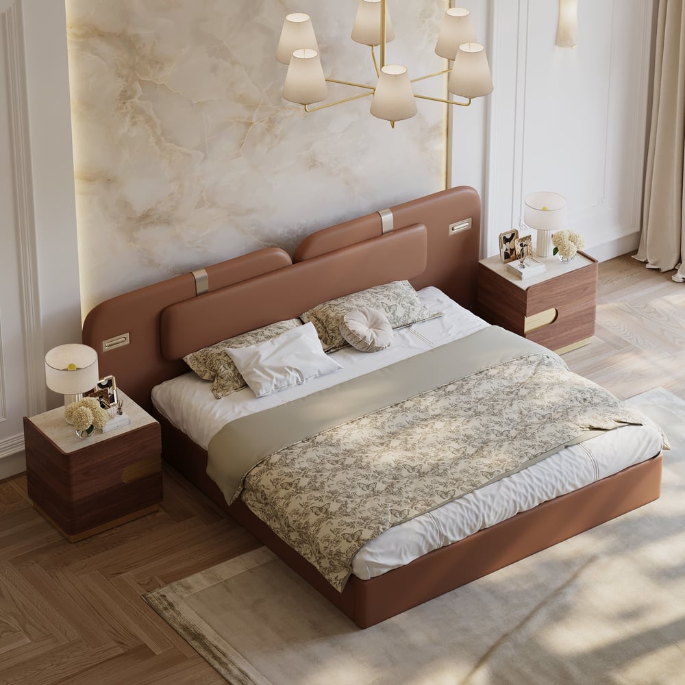 Horva King Faux Leather Platform Bed window image