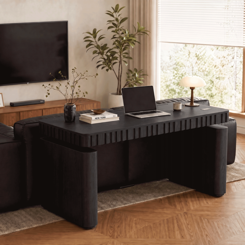Aura 160 cm Black Fluted Electric Adjustable Standing Desk window image