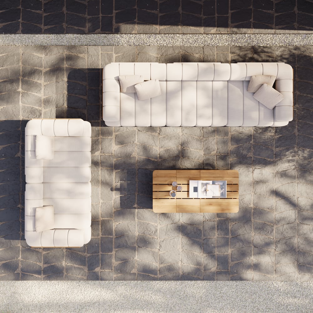 Resaro 8-Piece Outdoor Modular Natural Teak Sectional Fluted Sofa Set window image