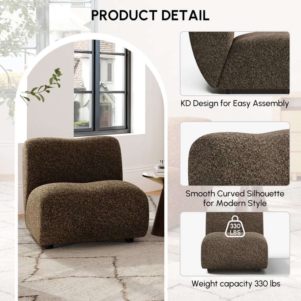 17" Performance Boucle Upholstered Curved Slipper Accent Chair window image