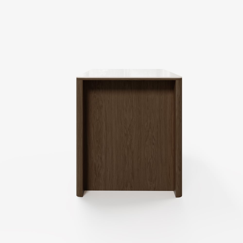 Mid-Century 51" Glossy Sintered Stone Top Kitchen Island with Storage, Smoked Brown window image