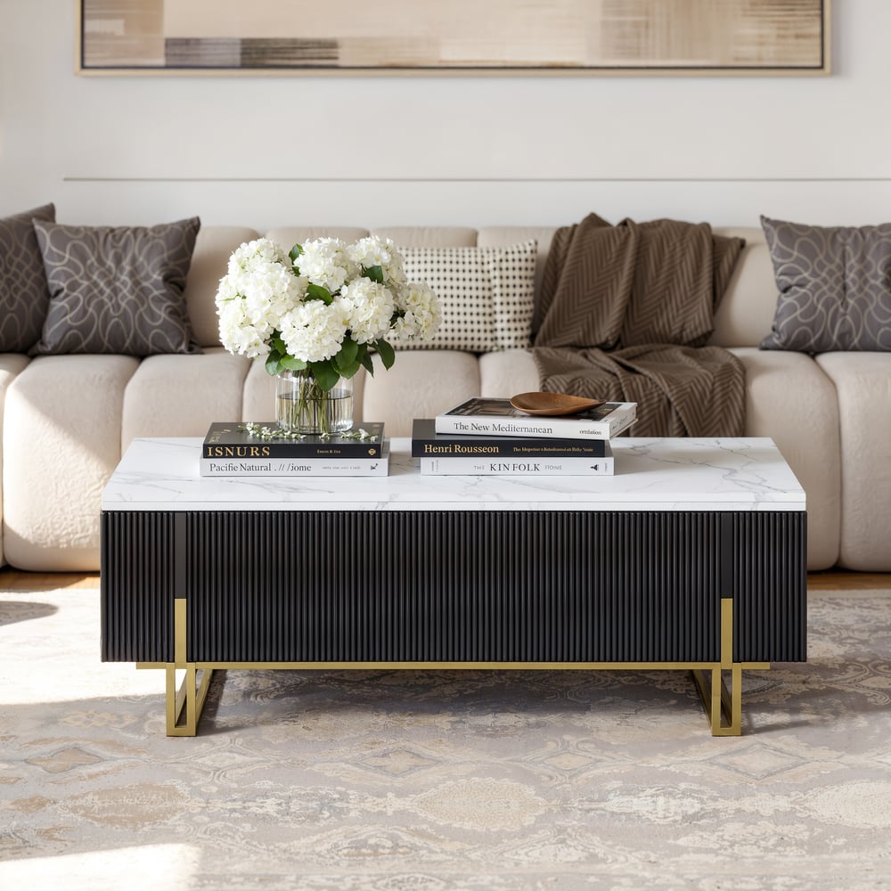 Grovyn 47" Fluted  Lift-Top Coffee Table with 2 Drawers window image