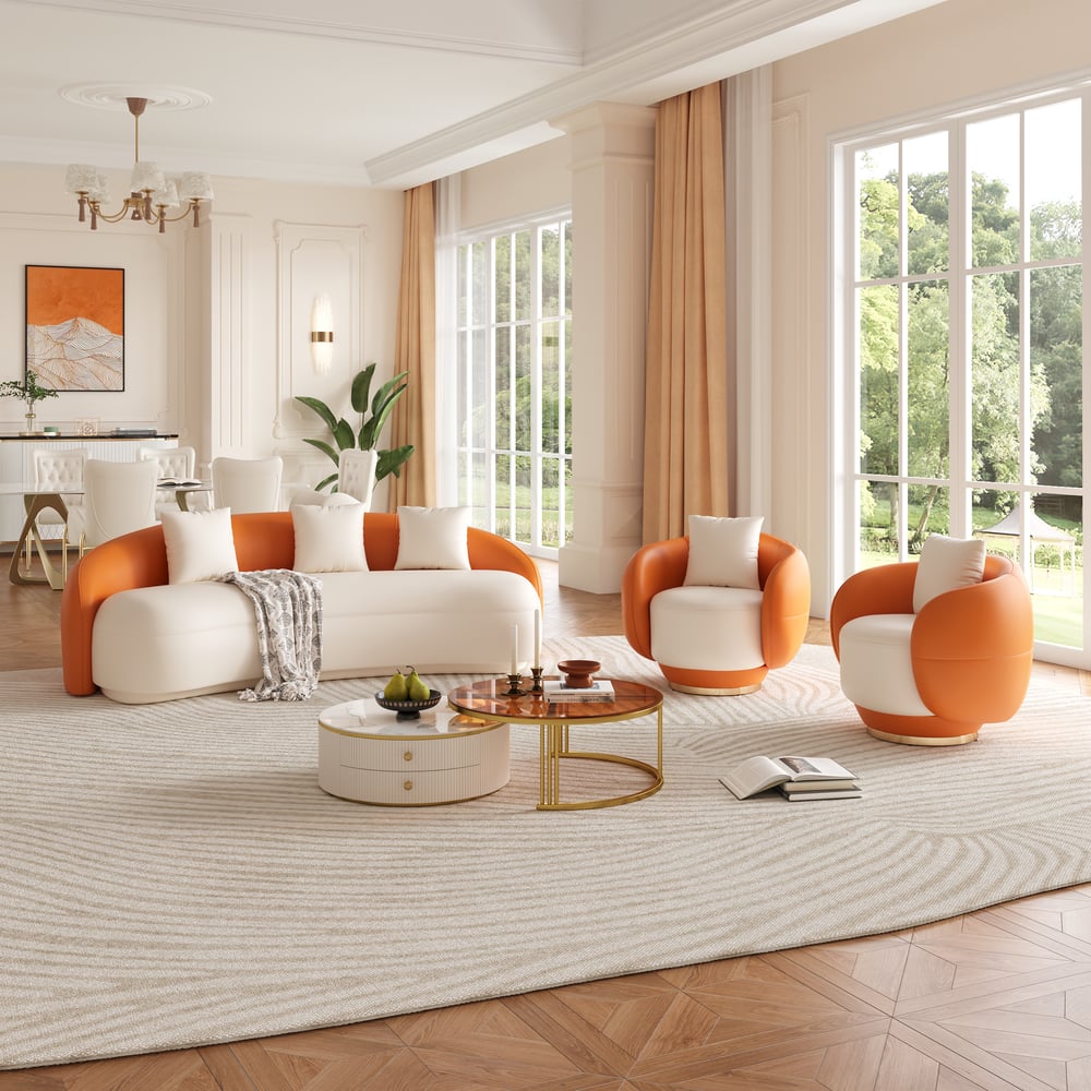 Suncurve Performance Leather Swivel Barrel Accent Chair with Pillow window image