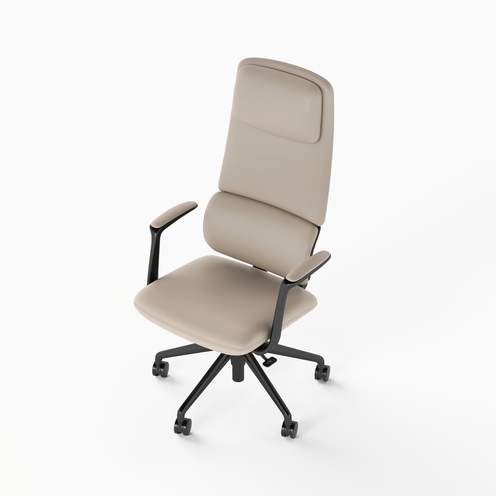 Ergonomic Grey Genuine Leather High Back Reclining Swivel Office Desk Chair window image