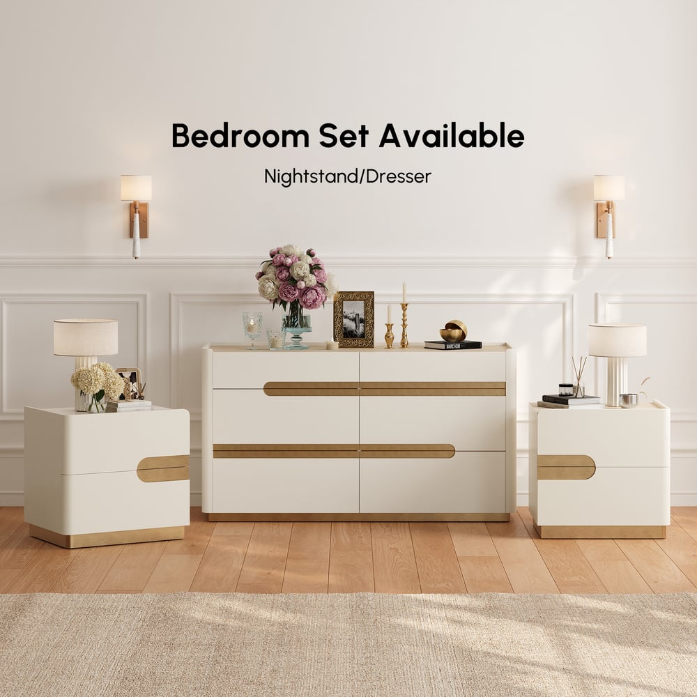 Horva 47" Faux Travertine Sintered Stone 6-Drawer Dresser window image