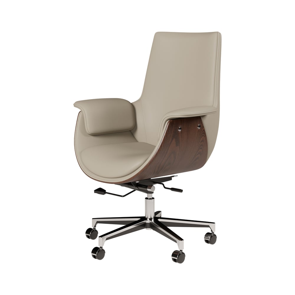 White Double Desk with Drawers & 2 Ivory PU Leather Modern Home Office Chairs window image