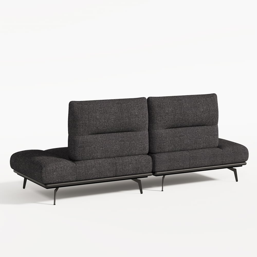 2-Piece Yarn-Dyed Fabric and Faux Leather Reclining Sectional Sofa window image