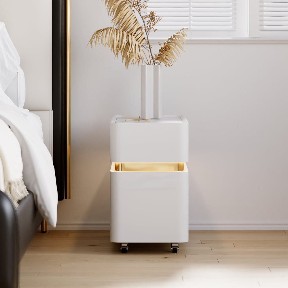 Narrow Smart LED Nightstand with  Sintered Stone Top window image