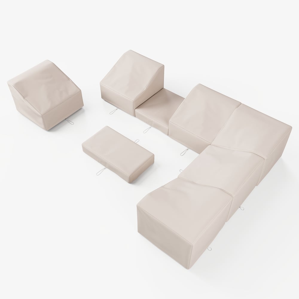 Grida Outdoor 600D Tough Canvas Waterproof Patio Furniture Set Covers in Ivory window image