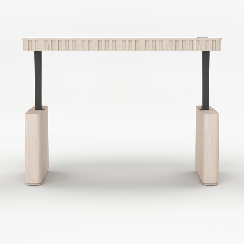 Aura 160 cm Whitewash Fluted Electric Adjustable Standing Desk window image