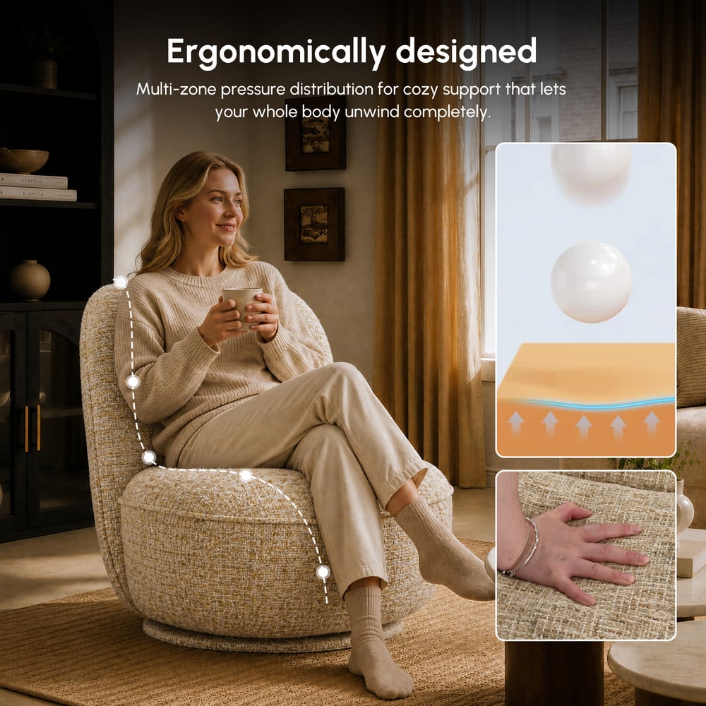 Performance Linen Swivel Slipper Accent Chair window image