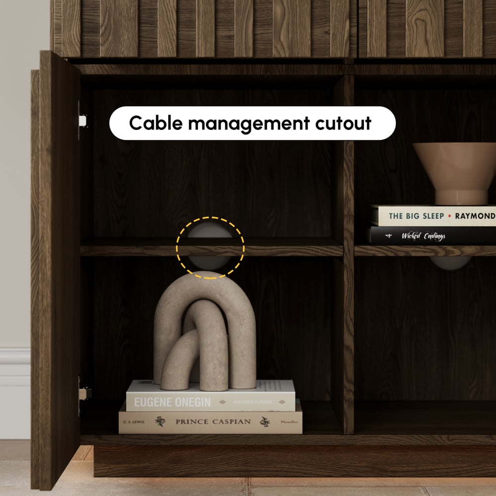 Aura 65" Ash Wood Slatted TV Stand with Sintered Stone Top window image