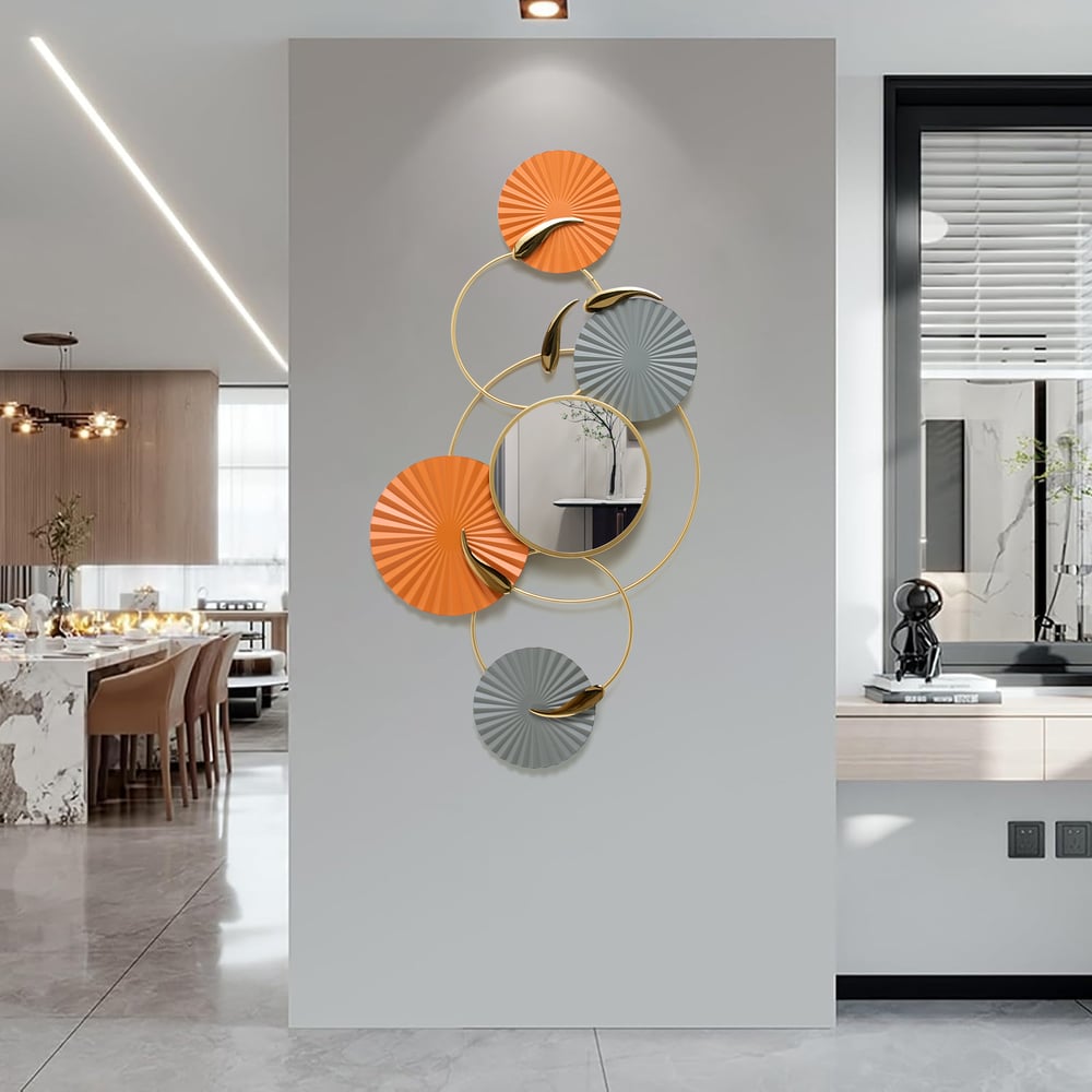 46" Modern Wall Mirror – Geometric Iron Art Decorative Mirror window image