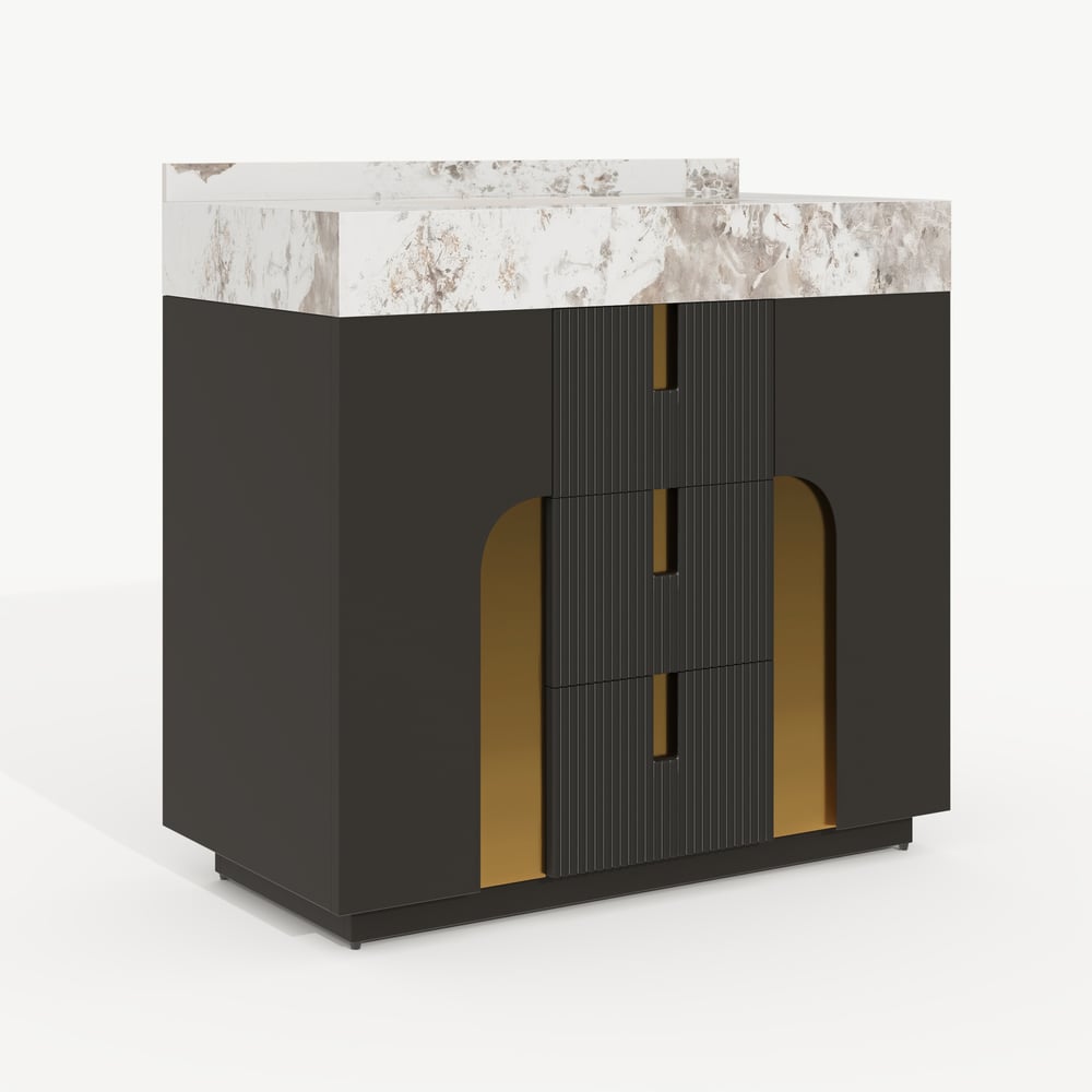 Meuble-lavabo simple autoportant Artis de 91cm avec dessus en pierre frittée image de fenêtre