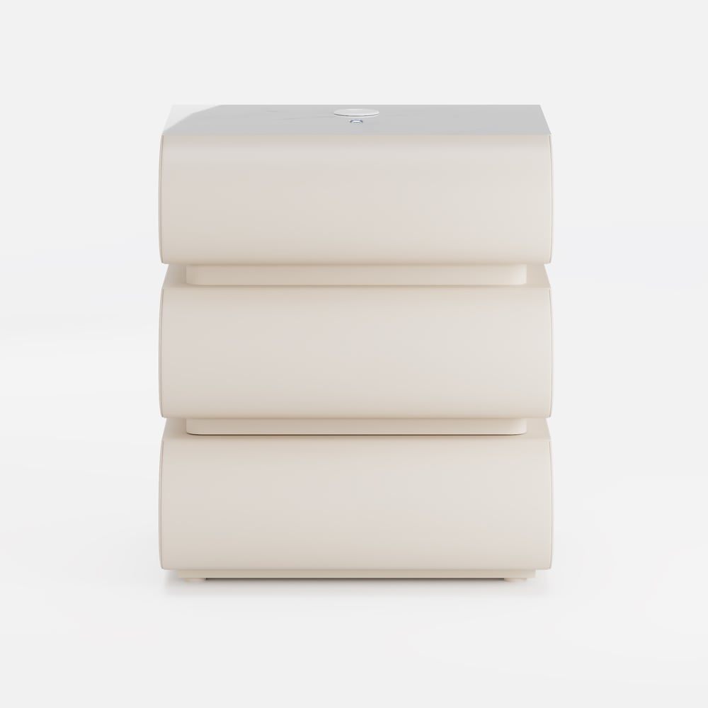 Table de chevet intelligente à LED en cuir Humply à 3 tiroirs image de fenêtre