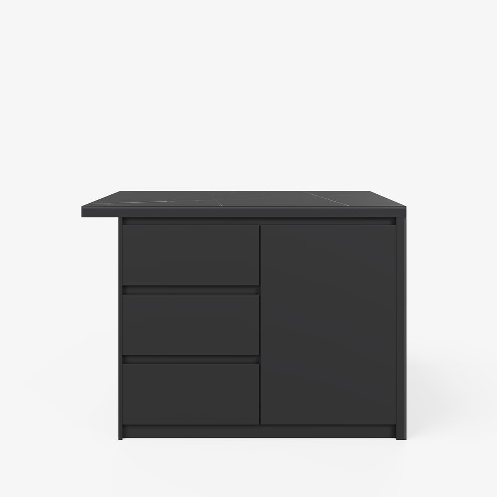 Modern 50" Matte Sintered Stone Kitchen Island with Storage, Black window image