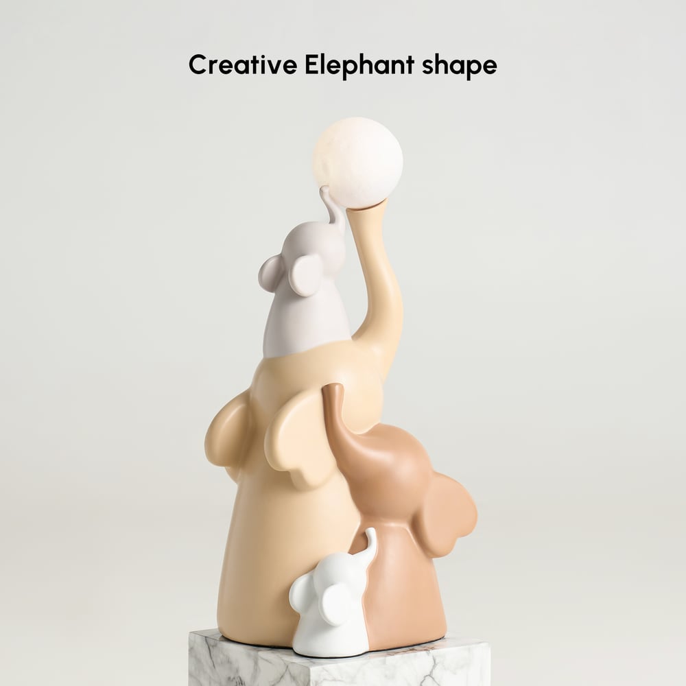 76 cm Hars Olifant Sculptuur met Oplaadbare LED Bal met Afstandsbediening Vensterafbeelding