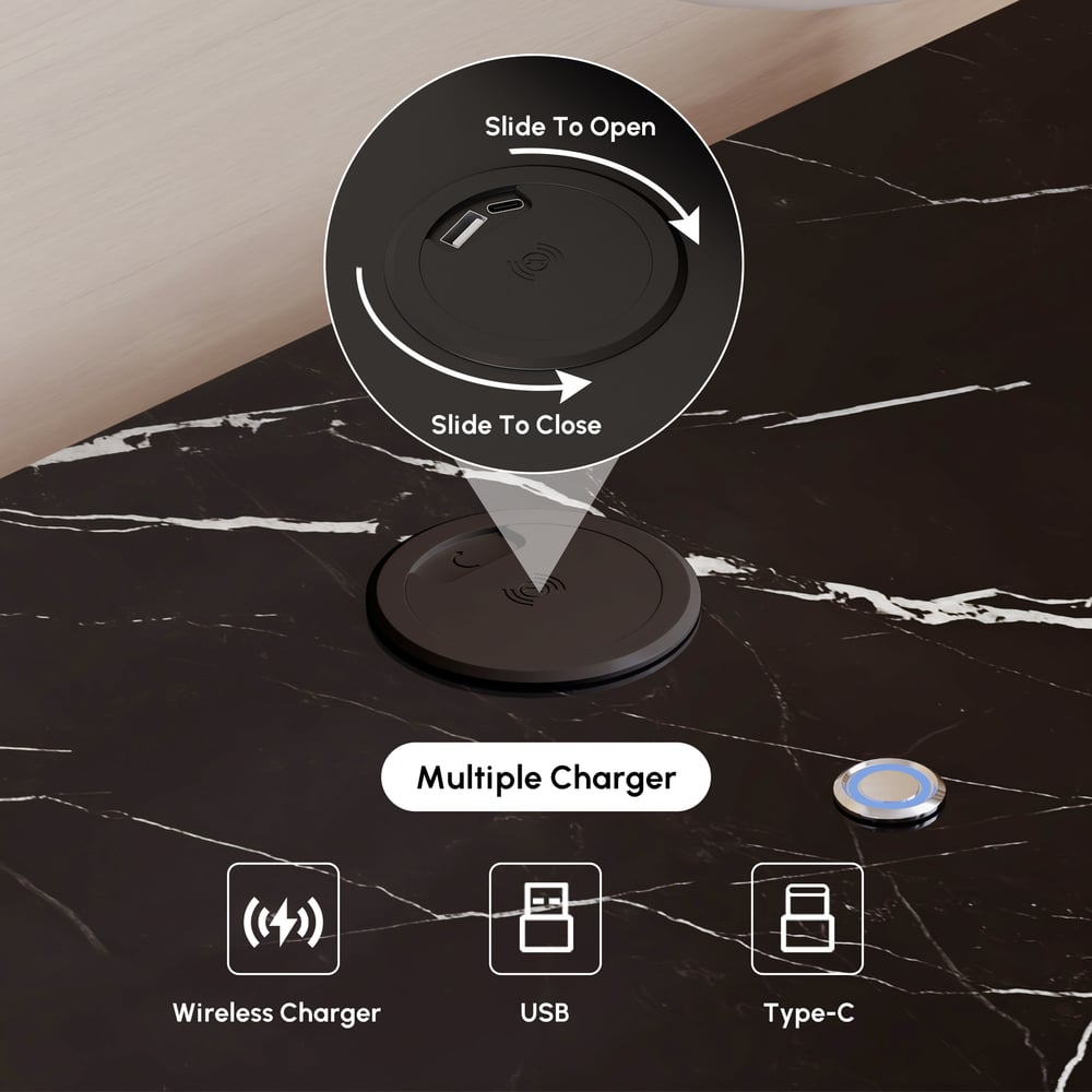 Humply Floating Leather 2-Drawer Smart LED Nightstand with Sintered Stone Top window image