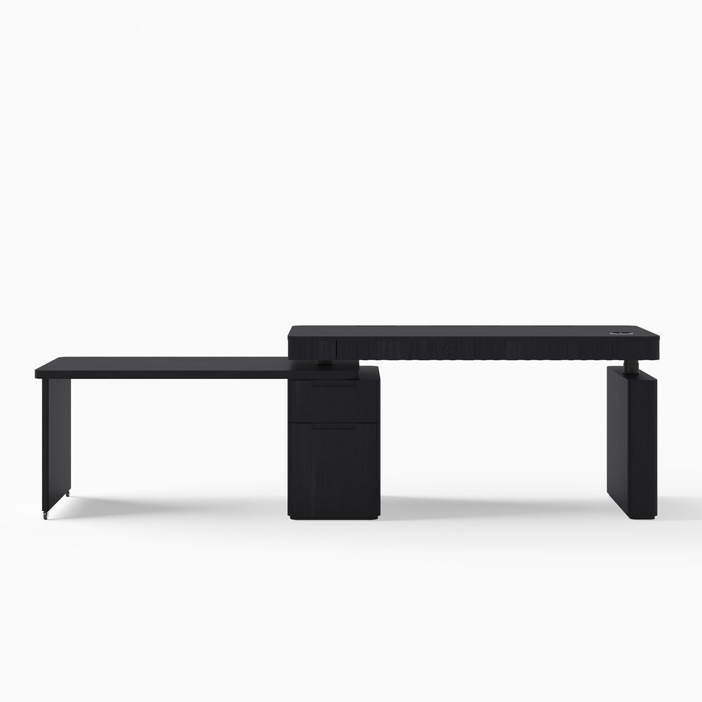 Bureau Aura 160 cm Noir Cannelé à Rotation 360 Degrés Bureau Debout Électrique Réglable image de fenêtre
