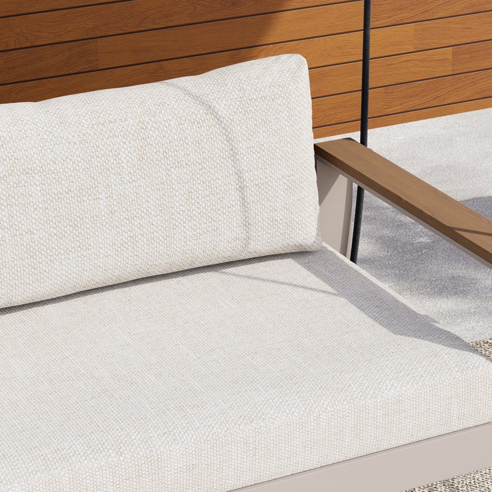 Tevara Outdoor 2-Seater Hanging Swing Sofa in Sand with Black Cover window image