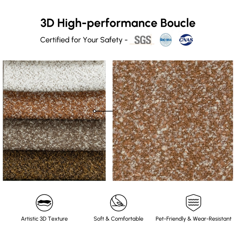 Set of 17" Performance Boucle Upholstered Curved Slipper Accent Chair and Ottoman window image