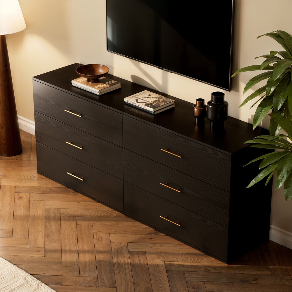 Arune 63" TV Stand with 6 Drawers Storage Chests window image