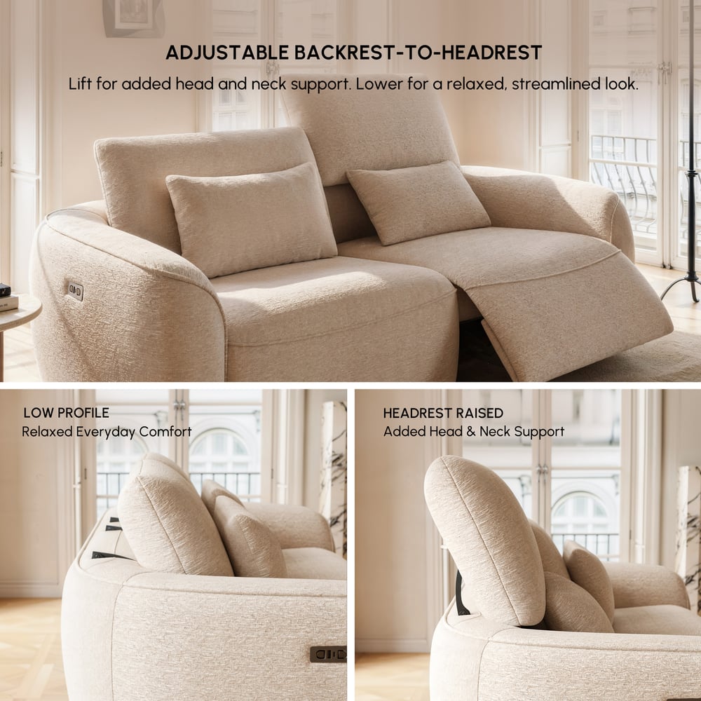 Canapé inclinable électrique 2 places en chenille, 212 cm, compatible avec les animaux domestiques, avec dossier réglable image de fenêtre