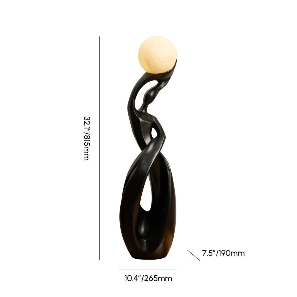 815mm Abstract Black Sculpture Lamp with LED Ball, Touch & Remote Control, Rechargeable weights dimensions image