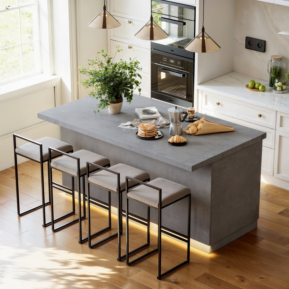 72"  Japandi Gray Wood Kitchen Island with Multi-Storage and LED Light window image