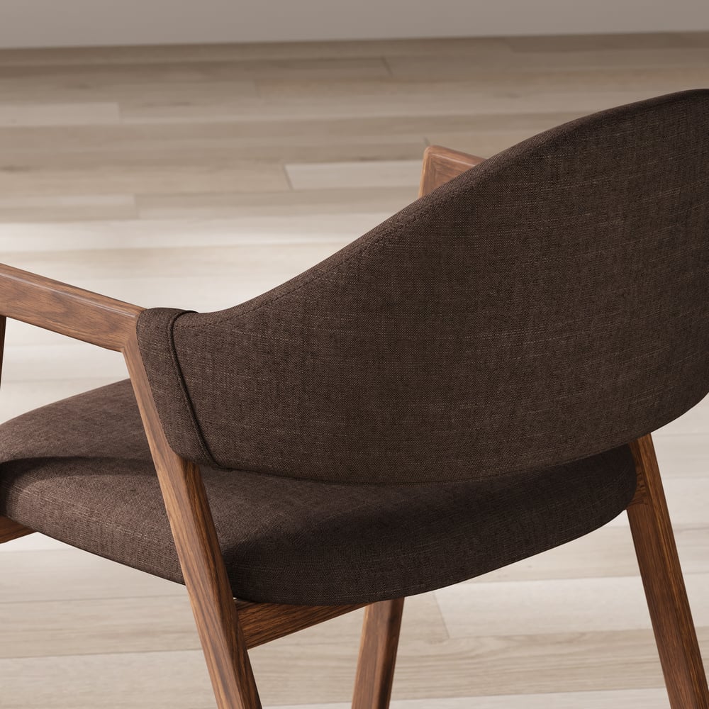 Modern Brown Linen Dining Chair with Upholstered, 2 Pieces window image