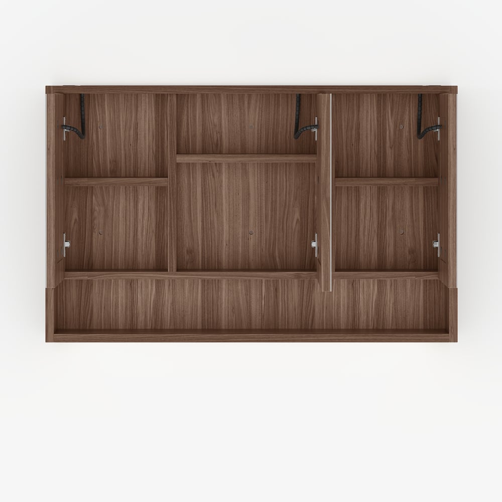 39" Walnut LED Medicine Cabinet with Adjustable Lighting, Demister and Digital Clock window image
