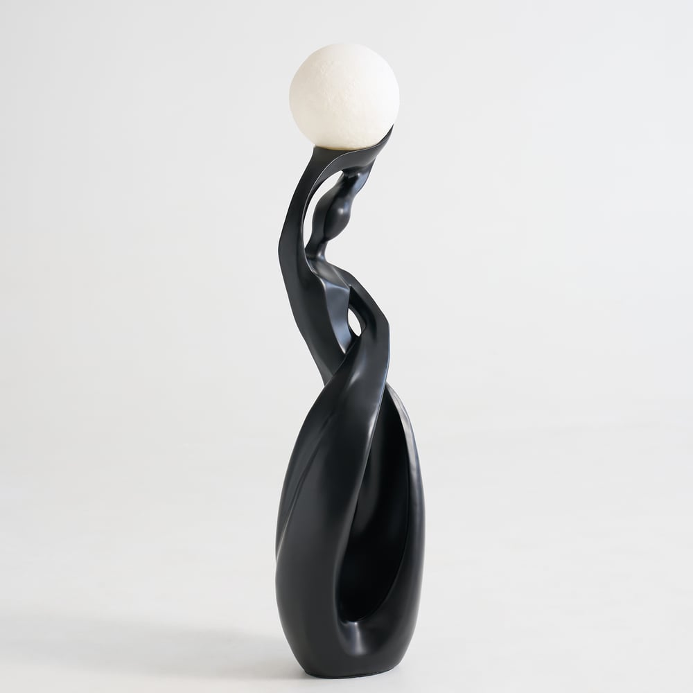815mm Abstract Black Sculpture Lamp with LED Ball, Touch & Remote Control, Rechargeable window image