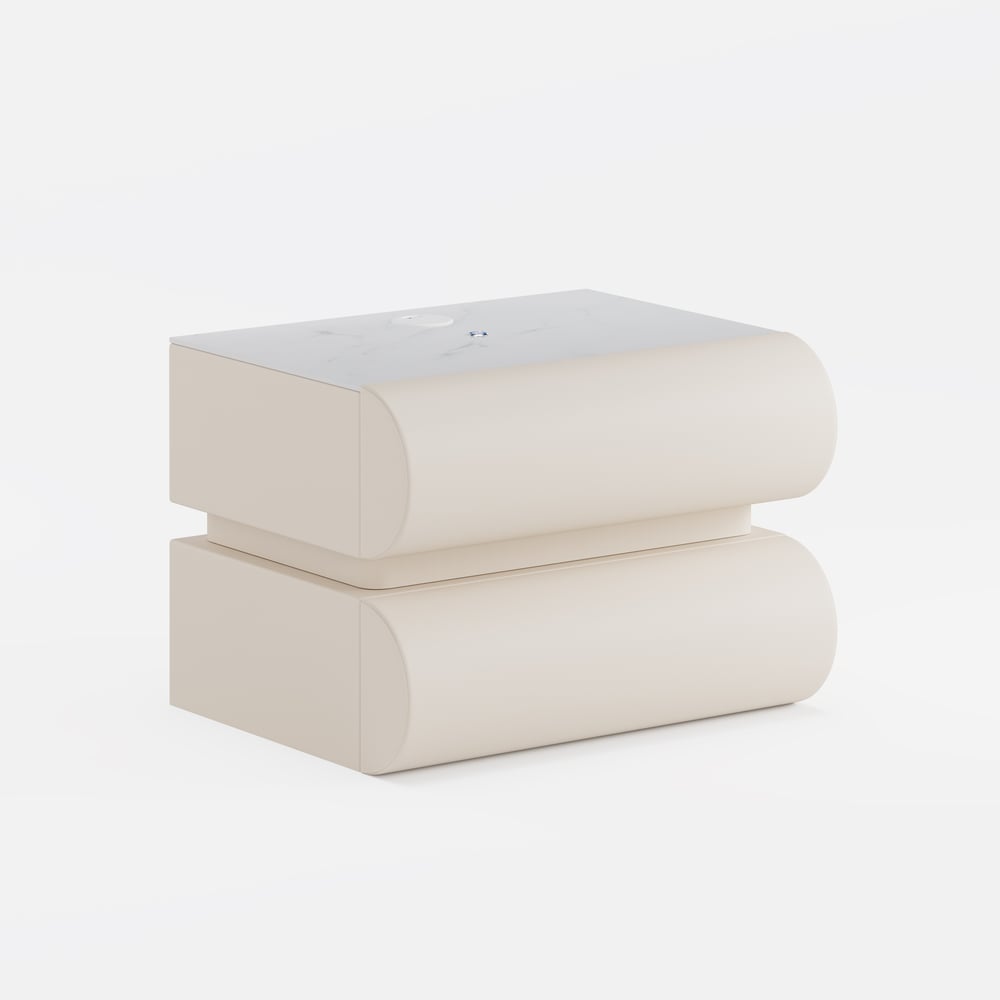Humply Floating Leather 2-Drawer Smart LED Nightstand with Sintered Stone Top window image