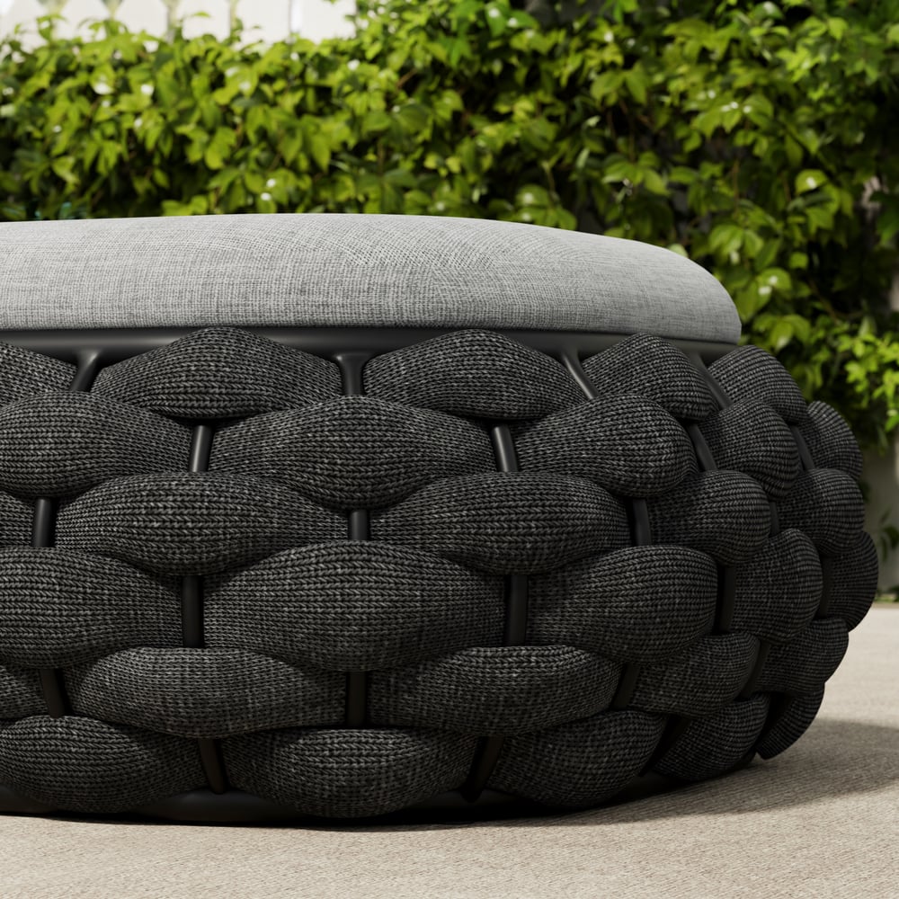Cocaro Outdoor Hand-Woven Rope Footrest Storage Ottoman in Dark Grey window image