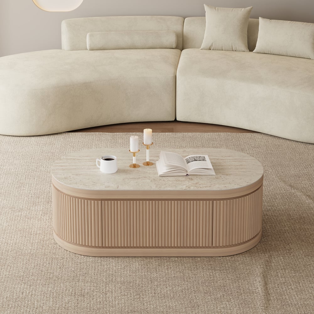 Velar 47"-67" Extendable Coffee Table with Sintered Stone Top and Storage window image