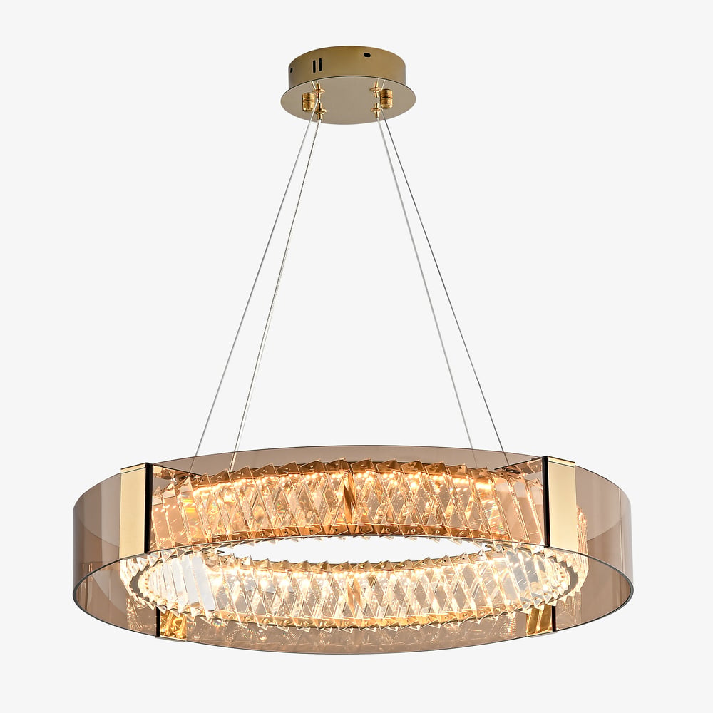 24" Crystal Dimmable Ceiling Lights 3 Modes LED Crystal Chandelier with Remote Control window image