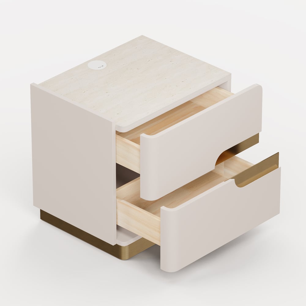 20" Smart 2-Drawer Nightstand with Sintered Stone Top & Charging Station window image