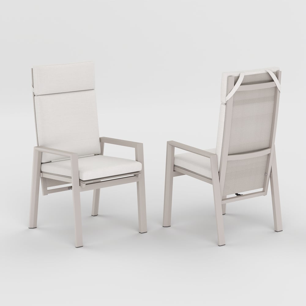 Outdoor Aluminium Reclining Dining Chairs in Sand, Set of 2 window image