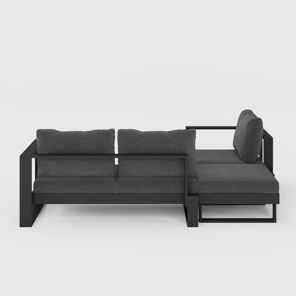 Slatera 4-Pieces Modular Outdoor Sofa Set Aluminum & Acacia for 4 Person in Light Gray window image